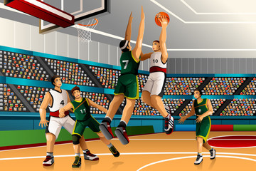 Poster - People playing basketball in the competition