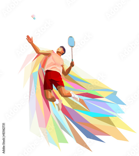 Obrazy Badminton   wieloboczny-profesjonalny-gracz-w-badmintona-na-kolorowym-low-poly