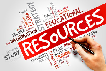 Poster - RESOURCES word cloud, education concept
