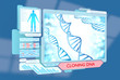 Medical sci-fi concept of DNA cloning via futuristic biotech