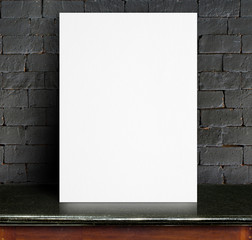 Aufkleber - Black White paper poster lean at black brick wall and marble tab