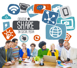 Wall Mural - Share Sharing Social Media Networking Online Download Concept