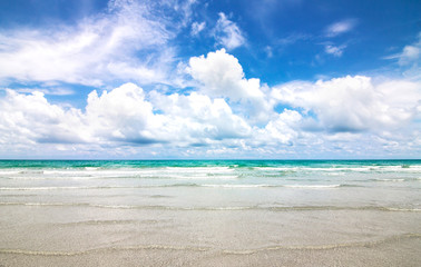 Wall Mural - sea and blue sky with clouds in sunny day