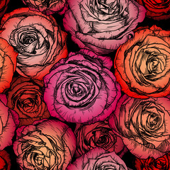 Wall Mural - Seamless Pattern with Rose Flowers
