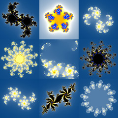 Wall Mural - set of fractal floral patterns