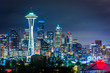 View of the Seattle skyline at night, in Kerry Park, Seattle, Wa