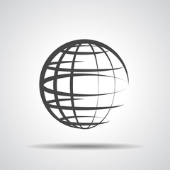 globe planet icon on a grey background