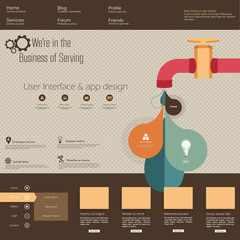 Fototapete - retro watertap infographics and fltat website template