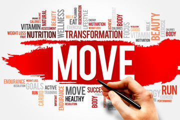 MOVE word cloud, fitness, sport, health concept