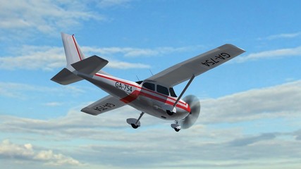 Wall Mural - most popular single propeller light aircraft in fly 