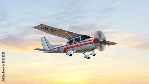 Fotomural most popular single propeller light aircraft fly in the sunset