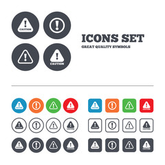 Poster - Attention caution signs. Hazard warning icons.