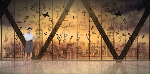 Aufkleber - Composite image of businesswoman writing in clipboard