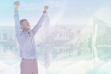 Poster - Composite image of excited businessman cheering