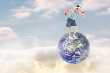 Poster - Composite image of geeky hipster posing in sportswear
