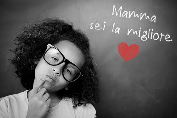Poster - Composite image of schoolchild with blackboard
