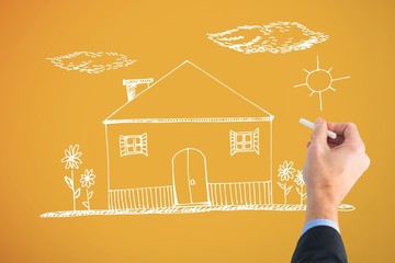 Poster - Composite image of hand writing with a white chalk