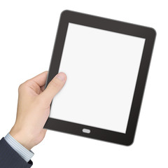 Wall Mural - business concept: man's hand holding a tablet