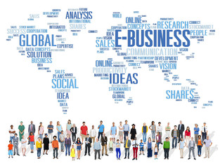 Sticker - E-Business Global Business Commerce Online World Concept