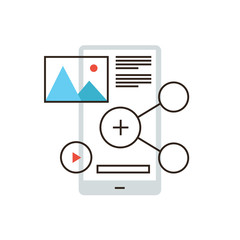 Aufkleber - Mobile content flat line icon concept