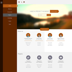 Canvas Print - Flat Website Template with Blurred Autumn Background