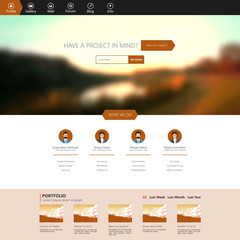 Canvas Print - Flat Website Template with Blurred Autumn Background
