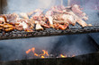 Pork meat grilled in open fire