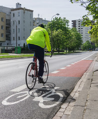 Bicycle path, cyclist, traffic lane - Red, white road marking