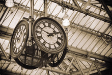 Iconic Old Clock Waterloo Station, London