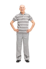 Poster - Casual senior in gray pants and polo shirt