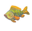 Watercolor fish on white background
