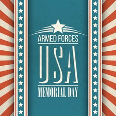 Wall Mural - Memorial Day. Typographic card with the American flag. Vector