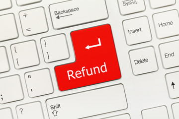 Canvas Print - White conceptual keyboard - Refund (red key)