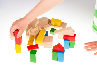 Colorful wooden building blocks 