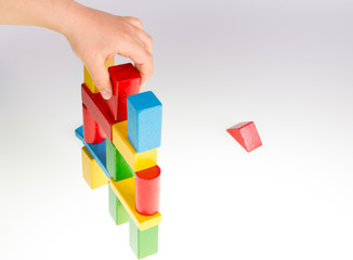 Colorful wooden building blocks 