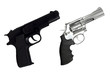 © orijinal_x - Revolvers gun and black semi-automatic gun isolated on white bac