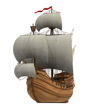 Caravel With White Sails