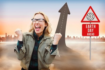 Poster - Composite image of pretty blonde cheering