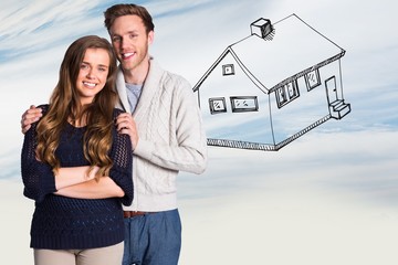 Poster - Composite image of portrait of smiling young couple
