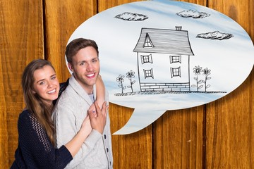 Poster - Composite image of portrait of happy young couple