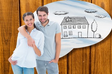 Poster - Composite image of cute couple smiling at camera