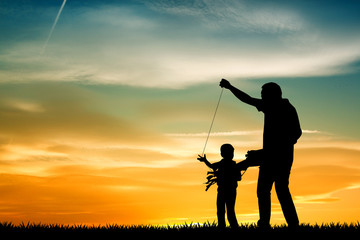 Wall Mural - father and son with kite