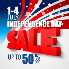 Wall Mural - 4th of july sale vector background