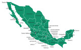 Fototapeta  - Map of Mexico with states and cities