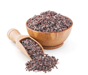 Indian Black salt in a wooden bowl