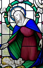 Canvas Print - Mary with baby Jesus in stained glass