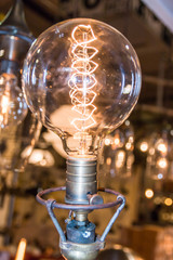 vintage electric carbon light, amber bulb Filament