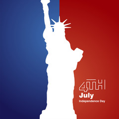 Liberty 4th July white logo blue red background