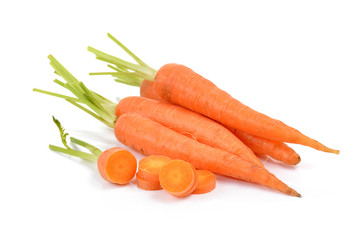 fresh carrots isolated on a  white background