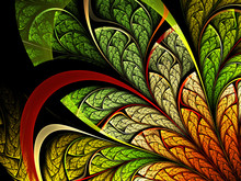 Colorful Leafy Fractal Plant, Digital Artwork 